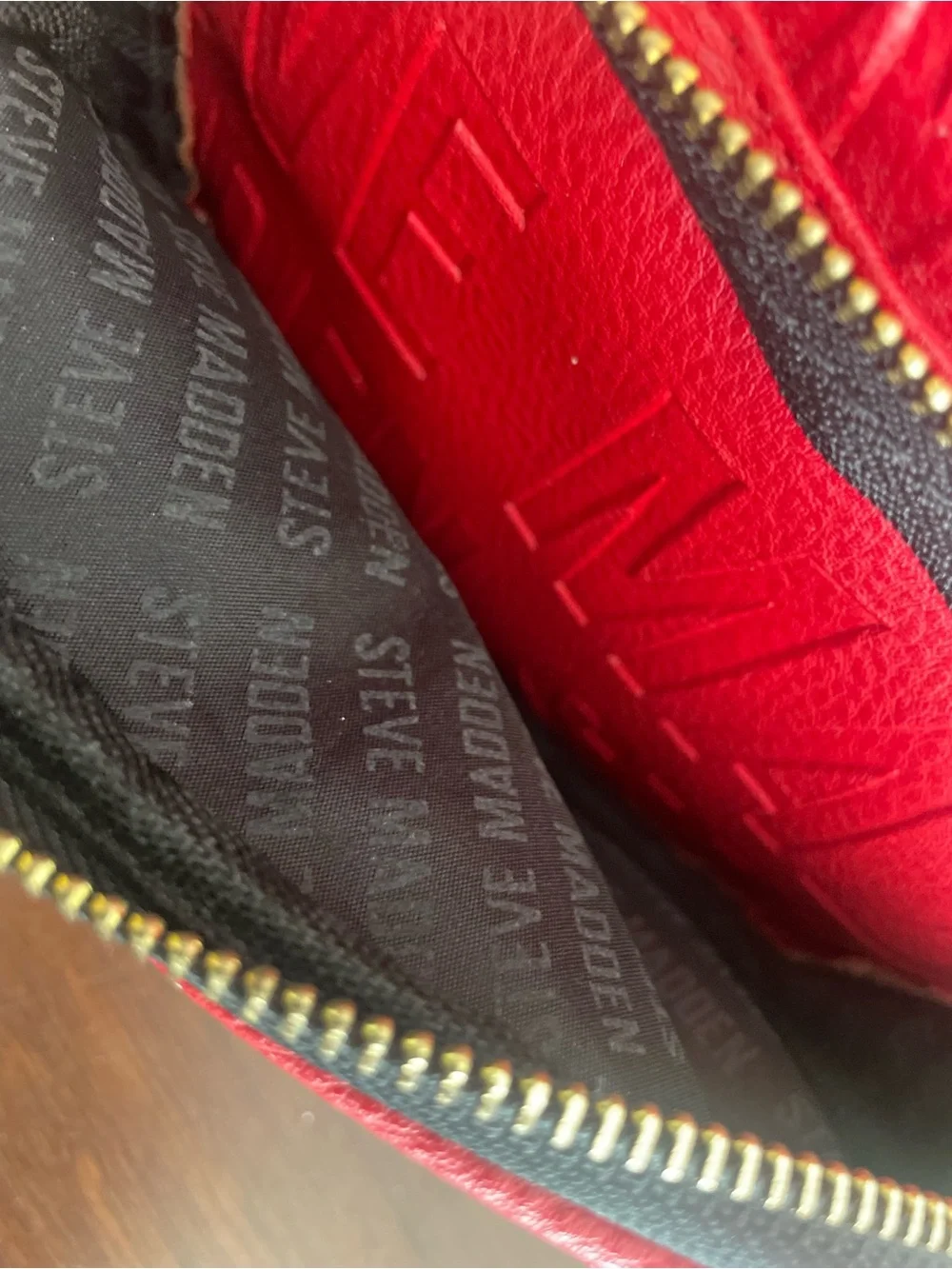 Steve Madden Red Textured Mini Backpack with Gold Hardware